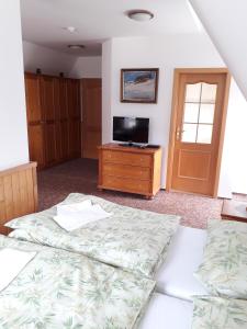 Un pat sau paturi într-o cameră la Pension Krakonoš