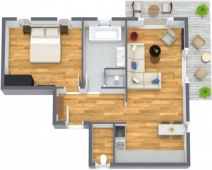 plan piętra małego apartamentu z sypialnią w obiekcie 4Hafenzeiten - Ferienwohnung NIE 11 Hamburg w mieście Timmendorfer Strand
