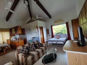 a living room with a couch and a bed at Nickles Park Resort in Panglao