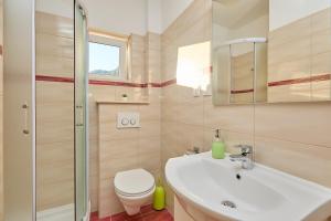 a bathroom with a sink and a toilet and a shower at Apartments BARO in Maranovići