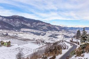 un valle cubierto de nieve con una casa y una carretera en Appartamenti Decarli, en Spormaggiore
