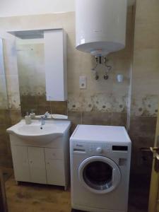 バラトンベレーニにあるHoliday home Balatonbereny/Balaton 18111のバスルーム(洗濯機、シンク付)