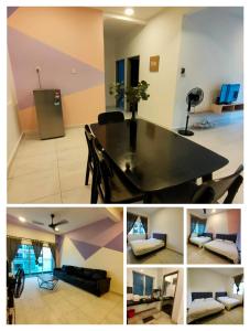 a collage of photos of a living room and a table at Cameron Homestay in Tanah Rata