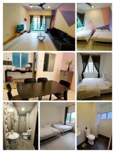 a collage of photos of a hotel room at Cameron Homestay in Tanah Rata