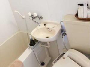 Baño blanco con lavabo y aseo en Yugaku Resort Kimukura - Vacation STAY 89356v, en Tokunoshima