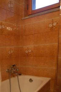 a bathroom with a shower and a bath tub at Appartamento Cerreto Laghi in Cerreto Laghi
