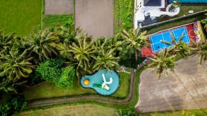 an overhead view of a resort with palm trees and a pool at Villa Veni Vidi Vici by BaliSuperHost in Ubud