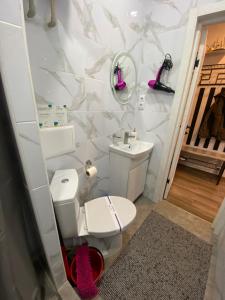 ein Bad mit einem WC und einem Waschbecken in der Unterkunft Lightroom in Kharkov