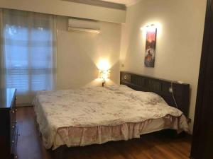 A bed or beds in a room at Lovely gorgeous apartment among green Maadi