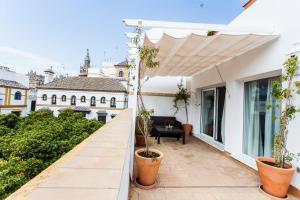 balkon domu z doniczkami w obiekcie Hotel Boutique Elvira Plaza w Sewilli