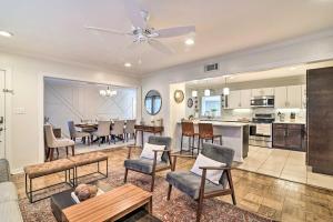 a living room with a dining room and a kitchen at Mid-Century Modern Escape in Central Lakeland! in Lakeland