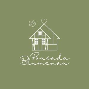 a logotype of a house with a butterfly on it at Pousada Blumenau in Blumenau