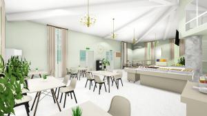 a rendering of a restaurant with tables and chairs at SULO Bautino Hotel in Bautino