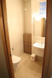 a bathroom with a toilet and a sink at Alojamiento Rural Ribaforada in Ribaforada