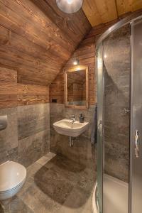 a bathroom with a sink and a toilet at Chata Líška JASNA in Liptovský Mikuláš