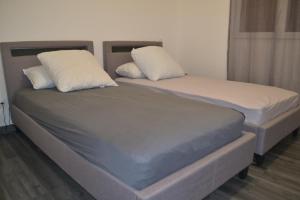 two beds sitting next to each other in a room at Maison Cinona in Le Mont-Dore