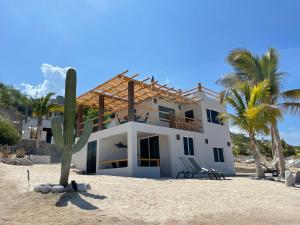 a house on the beach with a palm tree at Beach Front Lofts, La Ventana in La Ventana