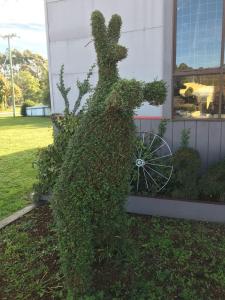 a statue of a deer covered in ivy next to a building at Railton Hotel in Railton