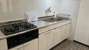 a kitchen with a stove and a sink at rupo green in Ishigaki Island +15 photos