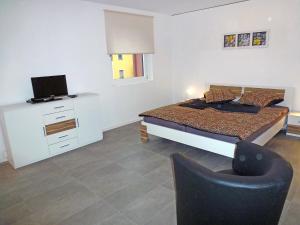 ロカルノにあるApartment Bletilla by Interhomeのベッドルーム(ベッド1台、テレビ、椅子付)