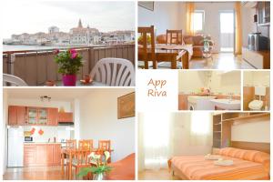 a collage of photos of a kitchen and a living room at Apartment Riva sea view in Umag