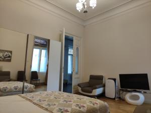 Televízia a/alebo spoločenská miestnosť v ubytovaní Falk Miksa Apartment