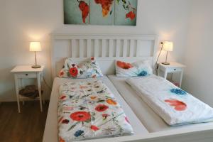 מיטה או מיטות בחדר ב-Helles Apartment für 1-2 Pers. mit Parkplatz und WiFi