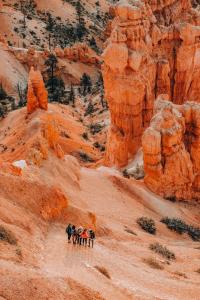 a group of people walking through the desert at Wander Camp Bryce Canyon - Escalante in Cannonville