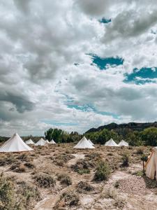 a group of white tents in a field at Wander Camp Bryce Canyon - Escalante in Cannonville