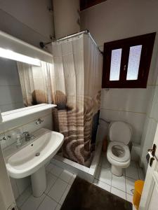 a small bathroom with a sink and a toilet at 4 Seasons Tzoumerka Senses in Pramanta