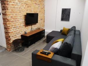 Televízia a/alebo spoločenská miestnosť v ubytovaní Apartamenty LENA 4