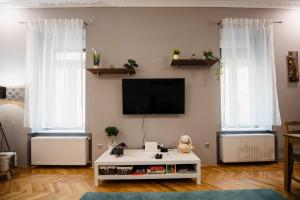 Televízia a/alebo spoločenská miestnosť v ubytovaní Jacks's Home apartman - free parking