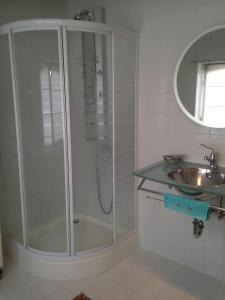 a bathroom with a shower and a sink at Vacation Home Casa Fratelli in Bruges
