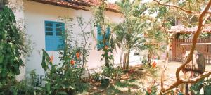 a garden in front of a house with plants at Casinha do Bem-Viver na Vila de Itaúnas in Itaúnas