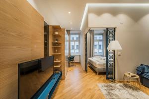 Posteľ alebo postele v izbe v ubytovaní ZEUS Design Apartments - Reumannplatz