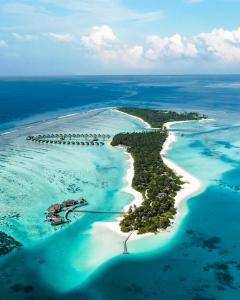 an aerial view of an island in the ocean at Niyama Private Islands Maldives in Dhaalu Atoll