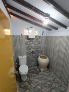 a bathroom with a toilet and a sink at jala sutra cottages in Giri +37 photos