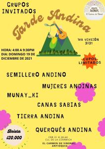 a flyer for a music festival with a guitar and a pyramid at Hostal Macondo Inn in Carmen de Viboral