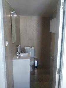 łazienka z białą umywalką i toaletą w obiekcie Studios Greenside w mieście Coimbra