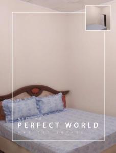 um quarto com uma cama de dossel para o mundo perfeito em Penginapan al fatih em Kampungdurian