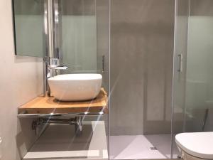 a bathroom with a sink and a shower at Apartamento de Alicia in Betrén