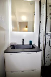 a bathroom with a sink and a mirror at Le Petit Marius in Aix-en-Provence