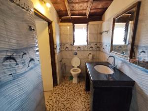 a bathroom with a sink and a toilet at Maria Paulo Guest House Bar and Restaurant in Agonda