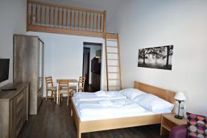 Postel nebo postele na pokoji v ubytování Ubytování Skipot