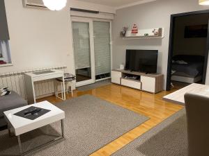 Televízia a/alebo spoločenská miestnosť v ubytovaní Apartman Luna near Zagreb Airport