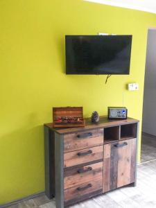 TV a/nebo společenská místnost v ubytování Rheinterrasse Wohnung 3