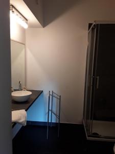 a bathroom with a white sink and a shower at SAVOIA ROOMS in Padova