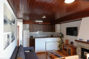 sala de estar con sofá y cocina en ❅ Pirineos360 ❅ Stone · Garaje cubierto y Trastero, en Formigal