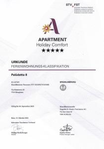 Palkinto, sertifikaatti, kyltti tai muu asiakirja, joka on esillä majoituspaikassa Palüdetta 8