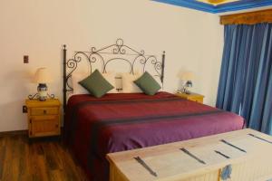 
a bedroom with a bed and a lamp at El Molino de Allende Guest House in San Miguel de Allende
